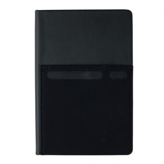 A5 Deluxe notebook with smart pockets, black A5 Deluxe notebook with smart pockets, black