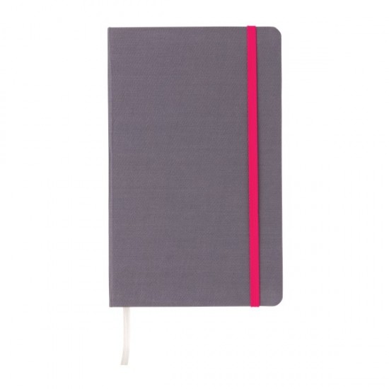 Deluxe fabric notebook with coloured side, pink
