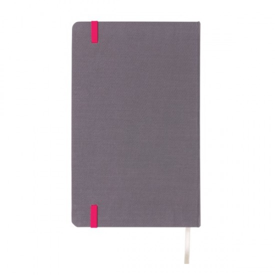 Deluxe fabric notebook with coloured side, pink