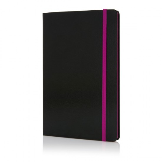 Deluxe hardcover A5 notebook with coloured side, purple