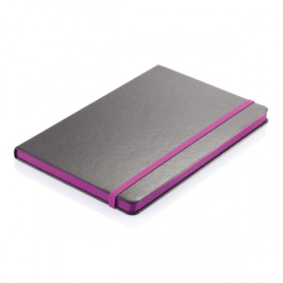 Deluxe hardcover A5 notebook with coloured side, purple