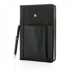 Refillable notebook and pen set, black