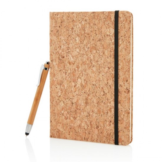 A5 notebook with bamboo pen including stylus, brown A5 notebook with bamboo pen including stylus, brown