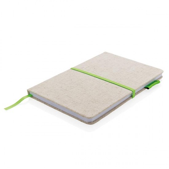 A5 Eco jute cotton notebook, green